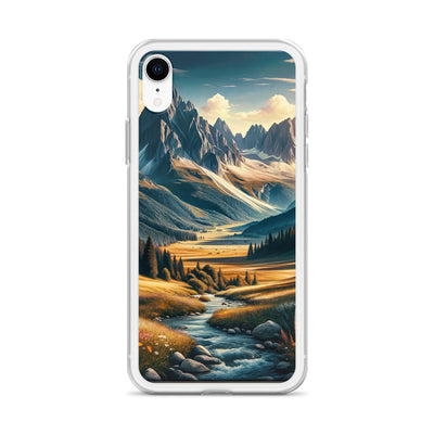 Quadratisches Kunstwerk der Alpen, majestätische Berge unter goldener Sonne - iPhone Schutzhülle (durchsichtig) berge xxx yyy zzz