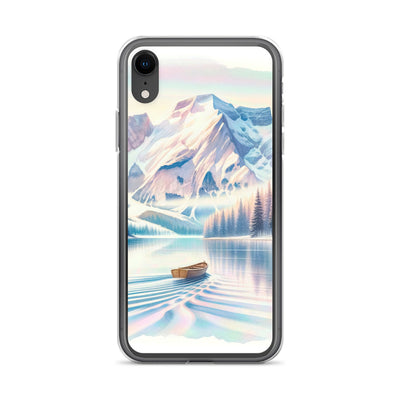 Aquarell eines klaren Alpenmorgens, Boot auf Bergsee in Pastelltönen - iPhone Schutzhülle (durchsichtig) berge xxx yyy zzz iPhone XR