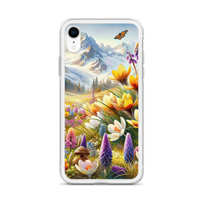 Aquarell einer ruhigen Almwiese, farbenfrohe Bergblumen in den Alpen - iPhone Schutzhülle (durchsichtig) berge xxx yyy zzz