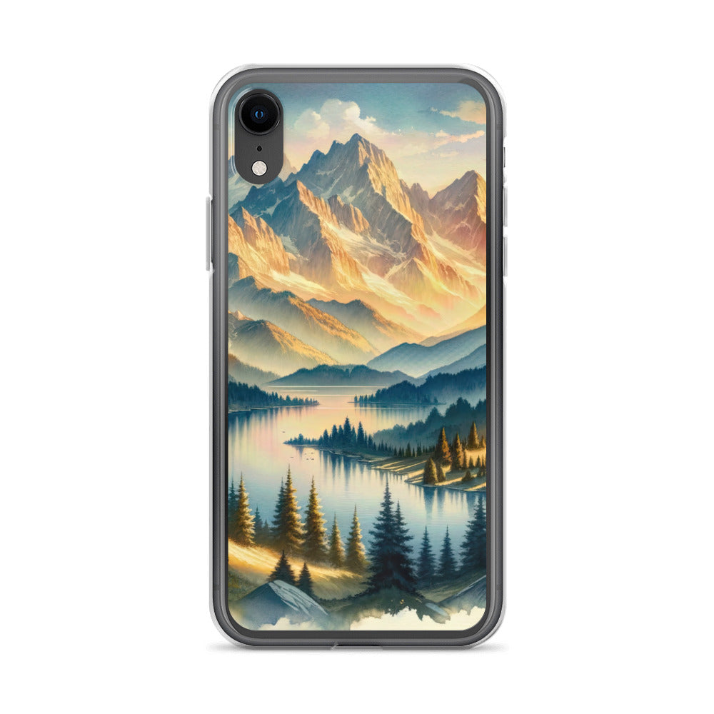 Aquarell der Alpenpracht bei Sonnenuntergang, Berge im goldenen Licht - iPhone Schutzhülle (durchsichtig) berge xxx yyy zzz iPhone XR
