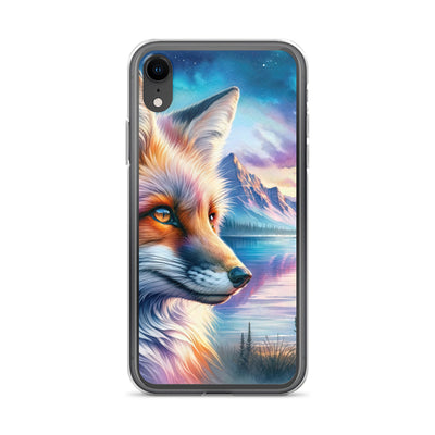 Aquarellporträt eines Fuchses im Dämmerlicht am Bergsee - iPhone Schutzhülle (durchsichtig) camping xxx yyy zzz iPhone XR