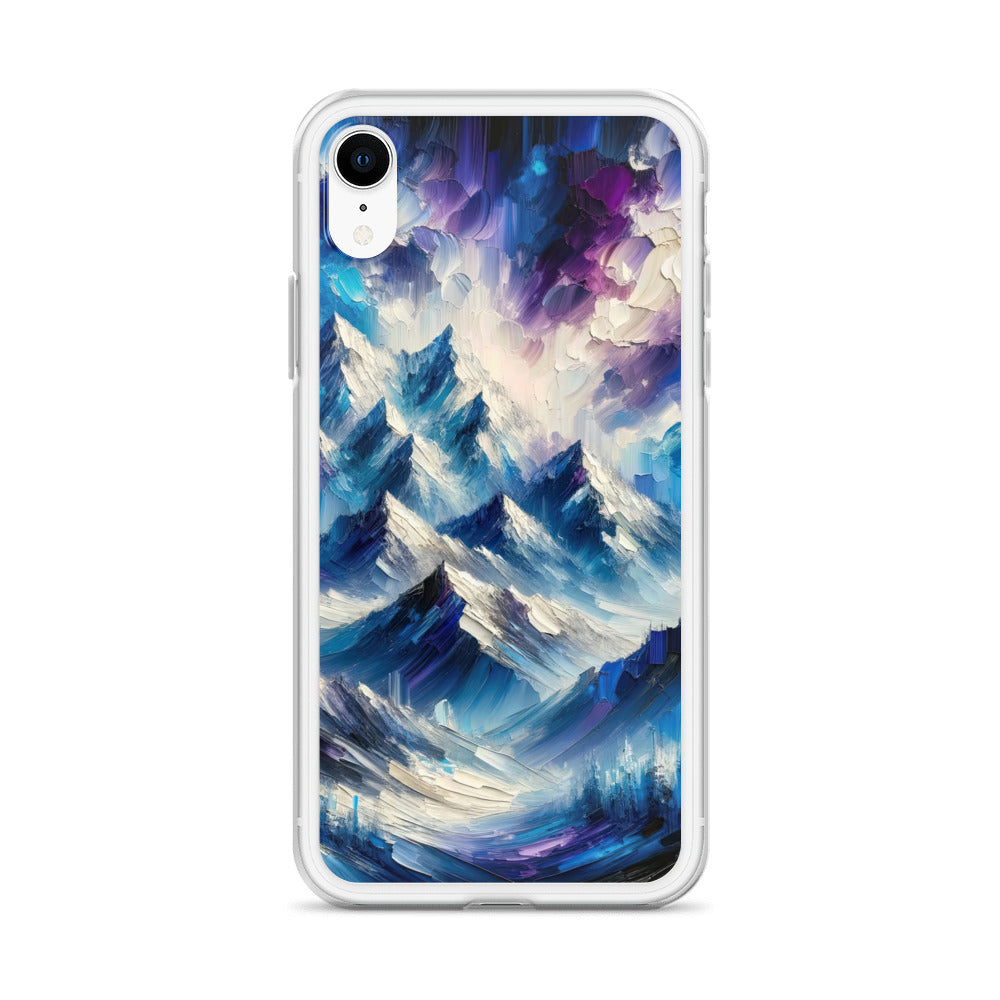 Alpenabstraktion mit dramatischem Himmel in Öl - iPhone Schutzhülle (durchsichtig) berge xxx yyy zzz