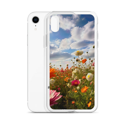 Blumenfeld und Sonnenschein - iPhone Schutzhülle (durchsichtig) camping xxx