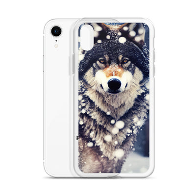 Wolf im Schnee - Episches Foto - iPhone Schutzhülle (durchsichtig) camping xxx