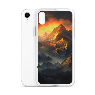 Wunderschöne Himalaya Gebirge im Nebel und Sonnenuntergang - Malerei - iPhone Schutzhülle (durchsichtig) berge xxx