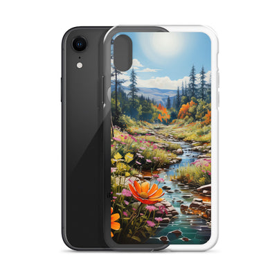 Berge, schöne Blumen und Bach im Wald - iPhone Schutzhülle (durchsichtig) berge xxx