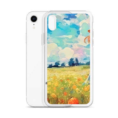 Dame mit Hut im Feld mit Blumen - Landschaftsmalerei - iPhone Schutzhülle (durchsichtig) camping xxx