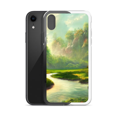 Bach im tropischen Wald - Landschaftsmalerei - iPhone Schutzhülle (durchsichtig) camping xxx