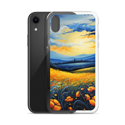 Berglandschaft mit schönen gelben Blumen - Landschaftsmalerei - iPhone Schutzhülle (durchsichtig) berge xxx