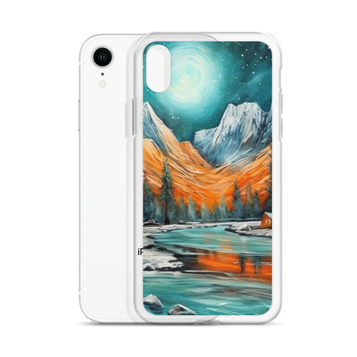 Berglandschaft und Zelte - Nachtstimmung - Landschaftsmalerei - iPhone Schutzhülle (durchsichtig) camping xxx