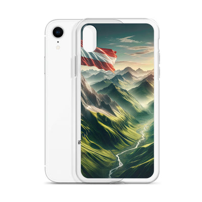 Alpen Gebirge: Fotorealistische Bergfläche mit Österreichischer Flagge - iPhone Schutzhülle (durchsichtig) berge xxx yyy zzz