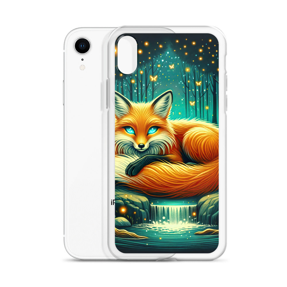 Bezaubernder Fuchs auf erleuchteter mystischer Waldlichtung - iPhone Schutzhülle (durchsichtig) camping xxx yyy zzz