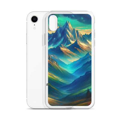 Atemberaubende alpine Komposition mit majestätischen Gipfeln und Tälern - iPhone Schutzhülle (durchsichtig) berge xxx yyy zzz