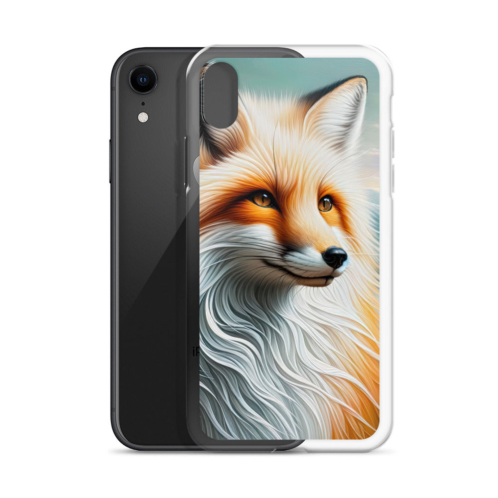 Ölgemälde eines anmutigen, intelligent blickenden Fuchses in Orange-Weiß - iPhone Schutzhülle (durchsichtig) camping xxx yyy zzz