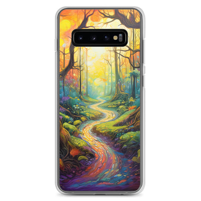 Wald und Wanderweg - Bunte, farbenfrohe Malerei - Samsung Schutzhülle (durchsichtig) camping xxx Samsung Galaxy S10+
