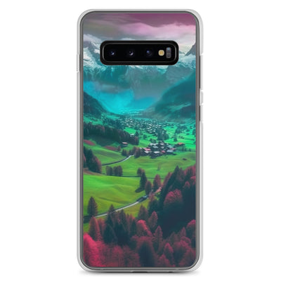 Berglandschaft und Dorf - Fotorealistische Malerei - Samsung Schutzhülle (durchsichtig) berge xxx Samsung Galaxy S10+