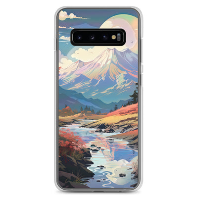 Berge. Fluss und Blumen - Malerei - Samsung Schutzhülle (durchsichtig) berge xxx Samsung Galaxy S10+