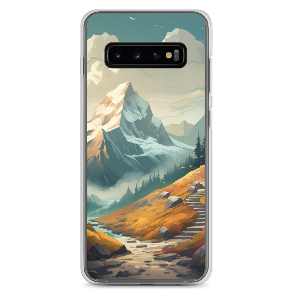 Berge, Wald und Wanderweg - Malerei - Samsung Schutzhülle (durchsichtig) berge xxx Samsung Galaxy S10+