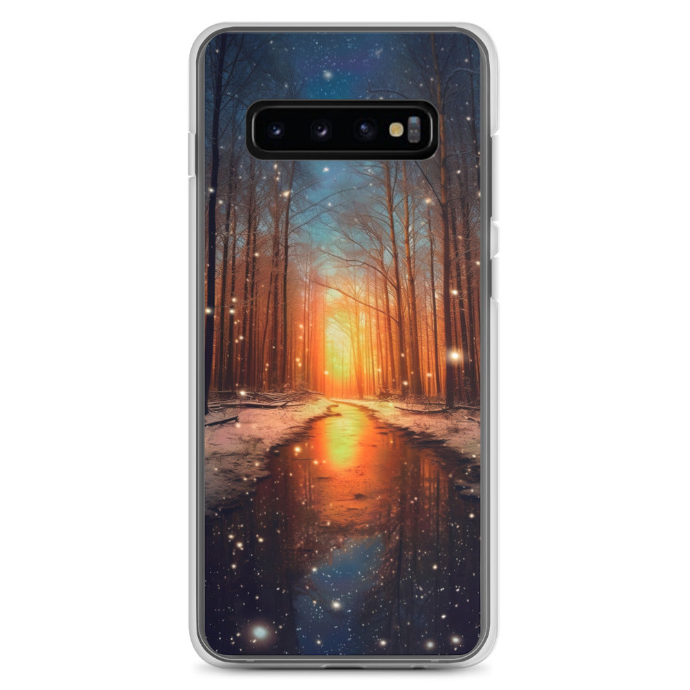 Bäume im Winter, Schnee, Sonnenaufgang und Fluss - Samsung Schutzhülle (durchsichtig) camping xxx Samsung Galaxy S10+