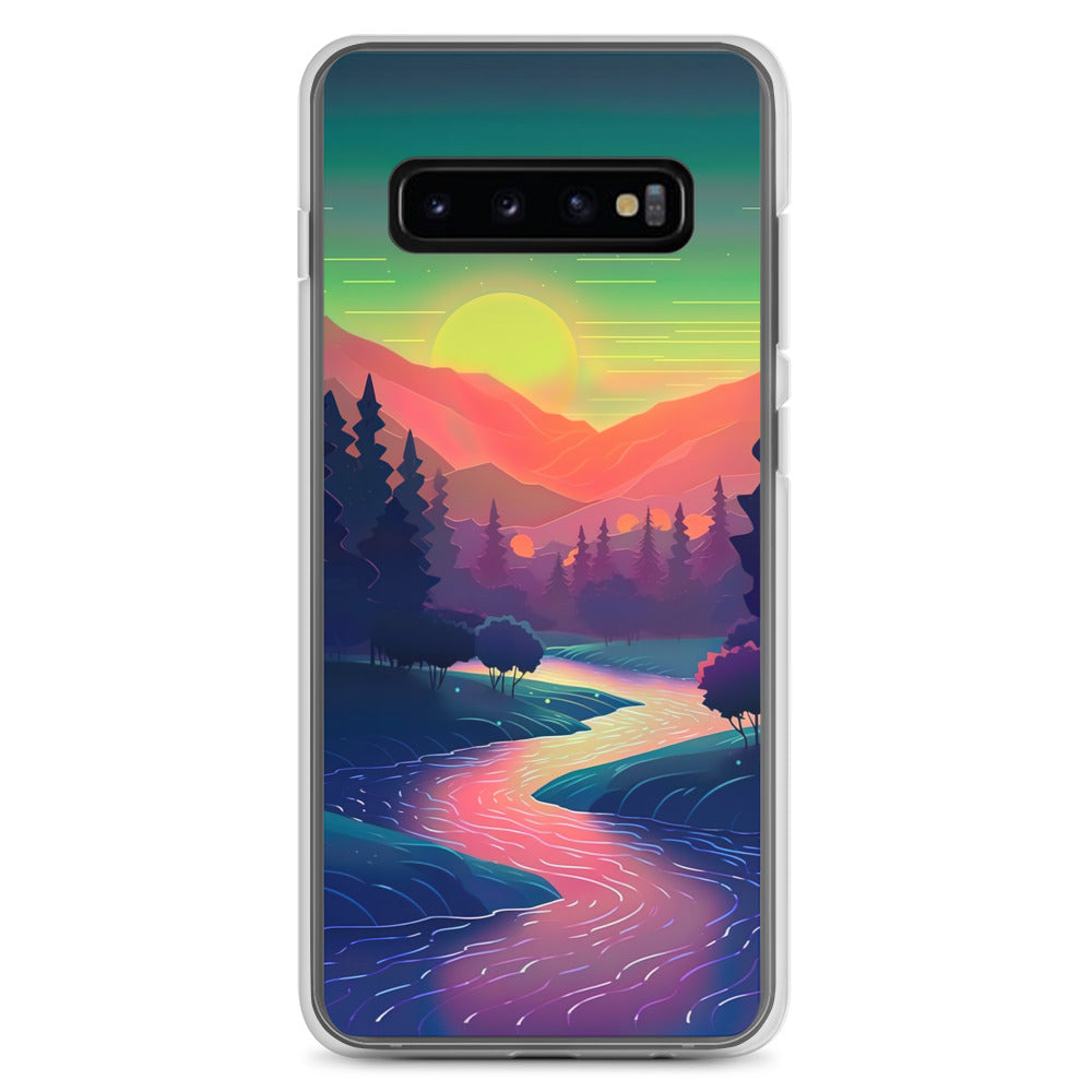 Berge, Fluss, Sonnenuntergang - Malerei - Samsung Schutzhülle (durchsichtig) berge xxx Samsung Galaxy S10+