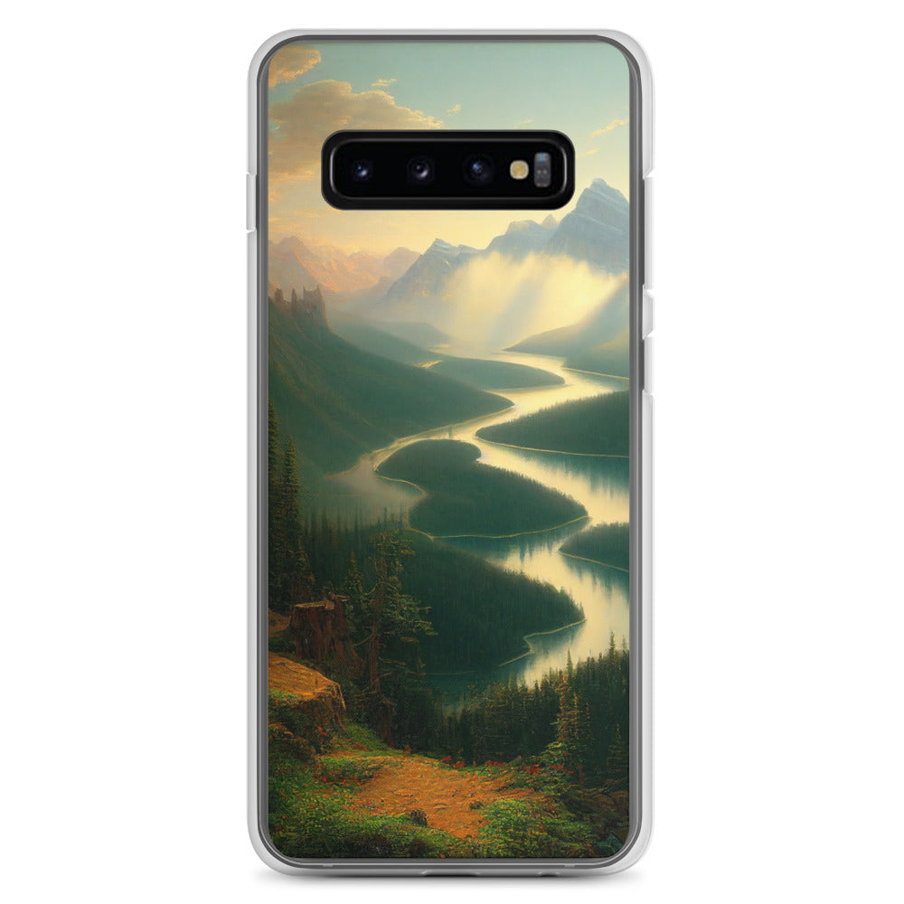 Landschaft mit Bergen, See und viel grüne Natur - Malerei - Samsung Schutzhülle (durchsichtig) berge xxx Samsung Galaxy S10+