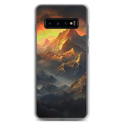 Wunderschöne Himalaya Gebirge im Nebel und Sonnenuntergang - Malerei - Samsung Schutzhülle (durchsichtig) berge xxx Samsung Galaxy S10+
