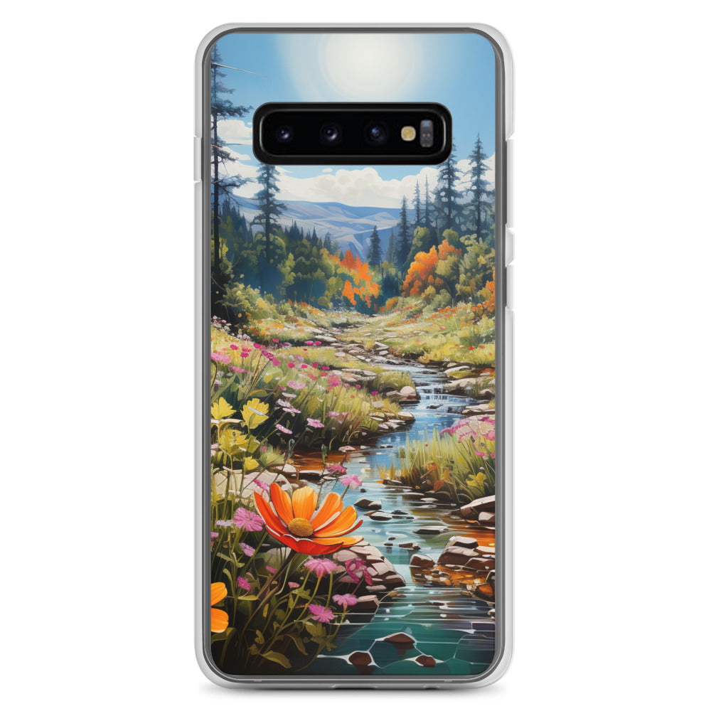 Berge, schöne Blumen und Bach im Wald - Samsung Schutzhülle (durchsichtig) berge xxx Samsung Galaxy S10+