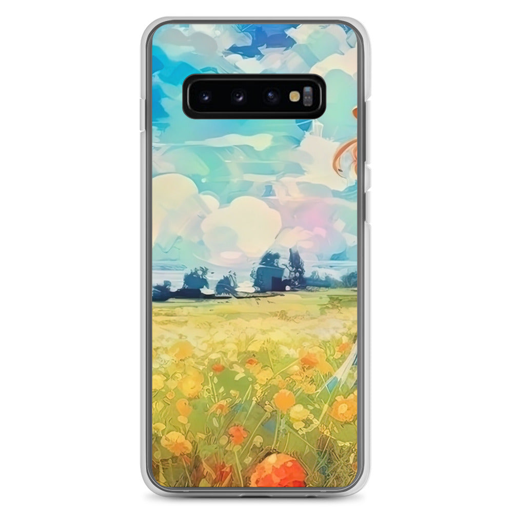 Dame mit Hut im Feld mit Blumen - Landschaftsmalerei - Samsung Schutzhülle (durchsichtig) camping xxx Samsung Galaxy S10+