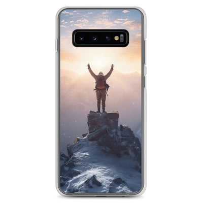 Mann auf der Spitze eines Berges - Landschaftsmalerei - Samsung Schutzhülle (durchsichtig) berge xxx Samsung Galaxy S10+