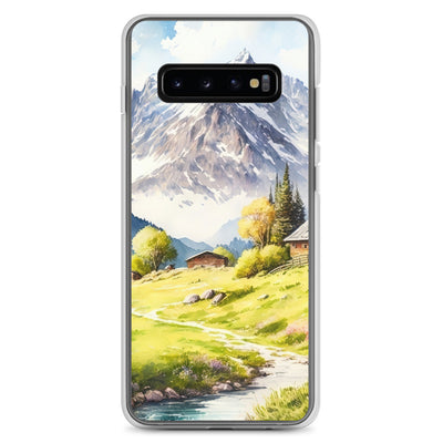 Epische Berge und Berghütte - Landschaftsmalerei - Samsung Schutzhülle (durchsichtig) berge xxx Samsung Galaxy S10+