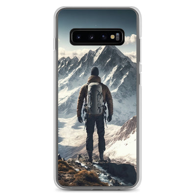 Wanderer auf Berg von hinten - Malerei - Samsung Schutzhülle (durchsichtig) berge xxx Samsung Galaxy S10+
