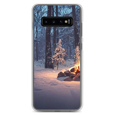 Lagerfeuer im Winter - Camping Foto - Samsung Schutzhülle (durchsichtig) camping xxx Samsung Galaxy S10+