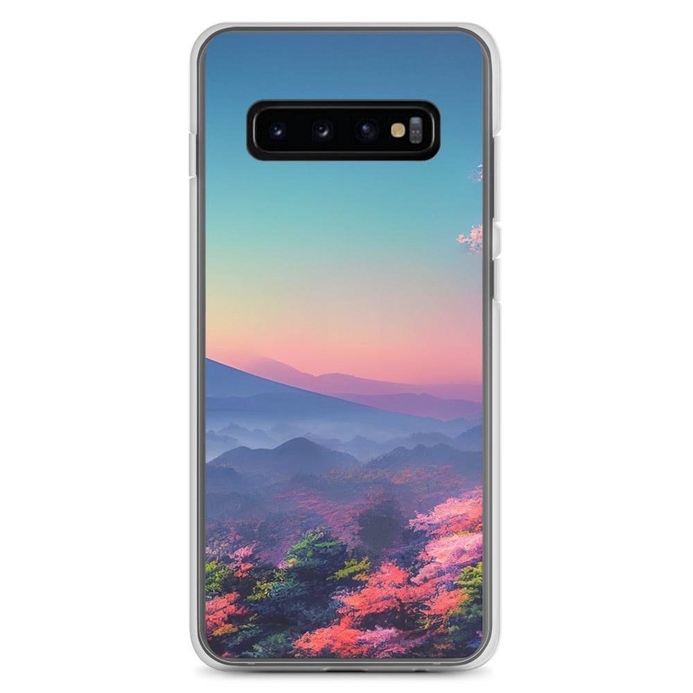 Berg und Wald mit pinken Bäumen - Landschaftsmalerei - Samsung Schutzhülle (durchsichtig) berge xxx Samsung Galaxy S10+