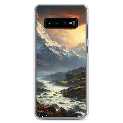 Berge, Sonne, steiniger Bach und Wolken - Epische Stimmung - Samsung Schutzhülle (durchsichtig) berge xxx Samsung Galaxy S10+