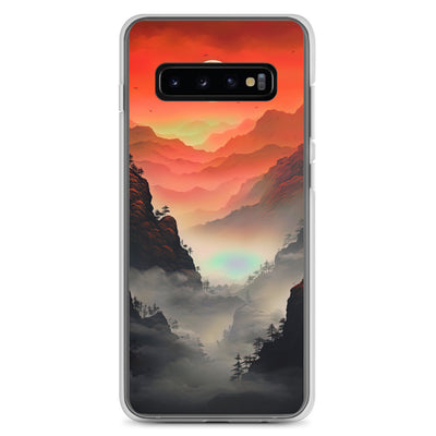 Gebirge, rote Farben und Nebel - Episches Kunstwerk - Samsung Schutzhülle (durchsichtig) berge xxx Samsung Galaxy S10+