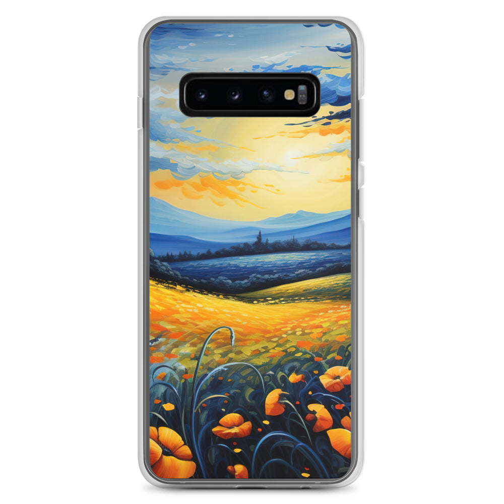 Berglandschaft mit schönen gelben Blumen - Landschaftsmalerei - Samsung Schutzhülle (durchsichtig) berge xxx Samsung Galaxy S10+