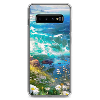 Berge, Blumen, Fluss und Steine - Malerei - Samsung Schutzhülle (durchsichtig) camping xxx Samsung Galaxy S10+