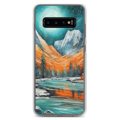 Berglandschaft und Zelte - Nachtstimmung - Landschaftsmalerei - Samsung Schutzhülle (durchsichtig) camping xxx Samsung Galaxy S10+
