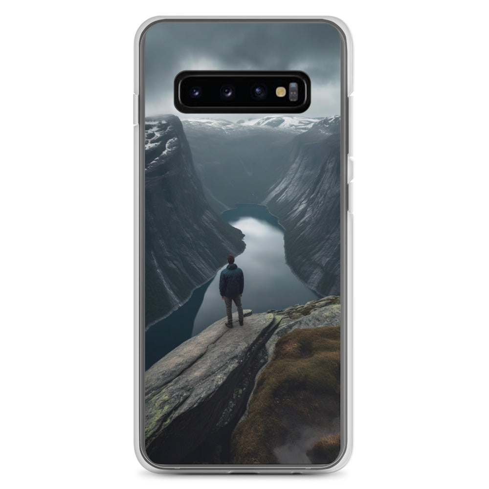 Mann auf Bergklippe - Norwegen - Samsung Schutzhülle (durchsichtig) berge xxx Samsung Galaxy S10+