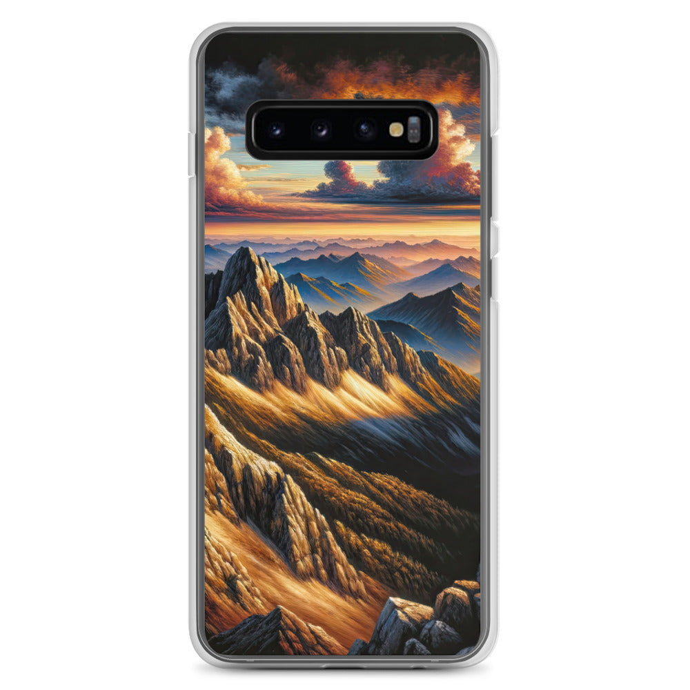Alpen in Abenddämmerung: Acrylgemälde mit beleuchteten Berggipfeln - Samsung Schutzhülle (durchsichtig) berge xxx yyy zzz Samsung Galaxy S10+