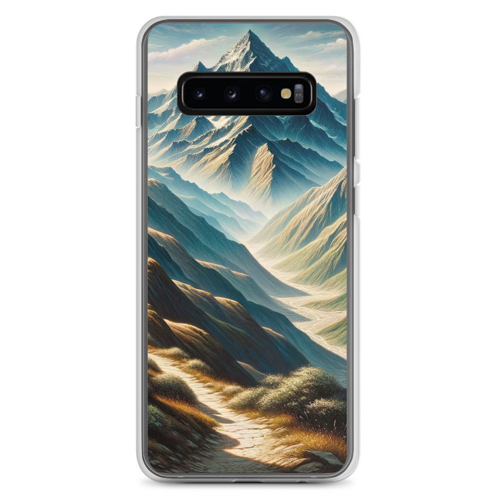 Berglandschaft: Acrylgemälde mit hervorgehobenem Pfad - Samsung Schutzhülle (durchsichtig) berge xxx yyy zzz Samsung Galaxy S10+