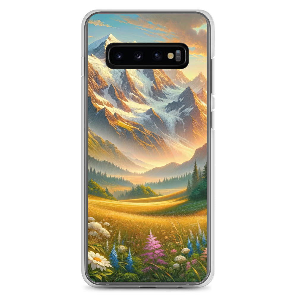 Heitere Alpenschönheit: Schneeberge und Wildblumenwiesen - Samsung Schutzhülle (durchsichtig) berge xxx yyy zzz Samsung Galaxy S10+