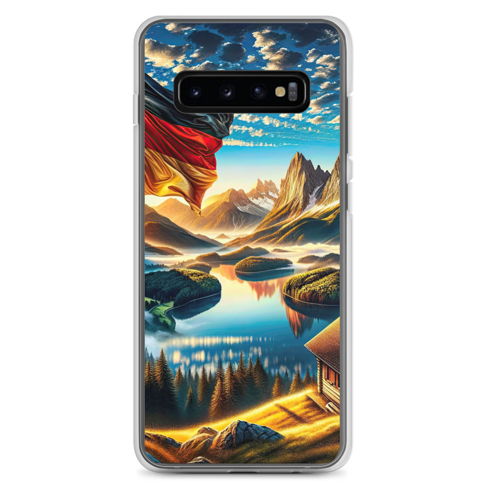 Alpen Gebirge im Morgenlicht: Kunstwerk mit Deutsche Flagge - Samsung Schutzhülle (durchsichtig) berge xxx yyy zzz Samsung Galaxy S10+