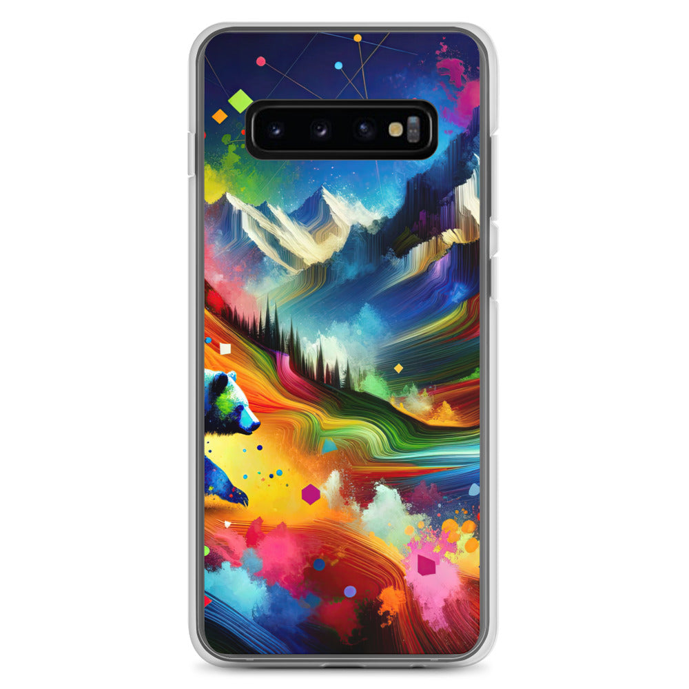 Neonfarbener Alpen Bär in abstrakten geometrischen Formen - Samsung Schutzhülle (durchsichtig) camping xxx yyy zzz Samsung Galaxy S10+