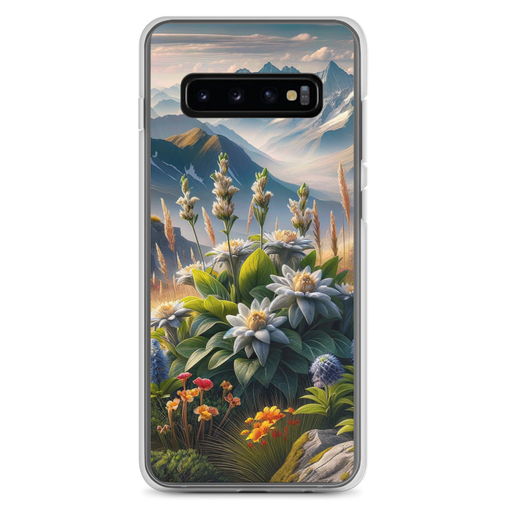Alpine Flora: Digitales Kunstwerk mit lebendigen Blumen - Samsung Schutzhülle (durchsichtig) berge xxx yyy zzz Samsung Galaxy S10+