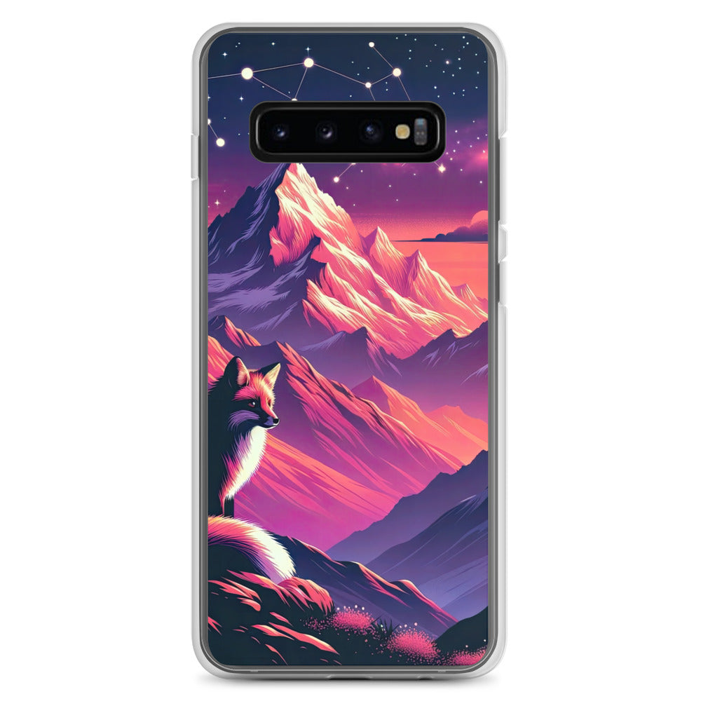 Fuchs im dramatischen Sonnenuntergang: Digitale Bergillustration in Abendfarben - Samsung Schutzhülle (durchsichtig) camping xxx yyy zzz Samsung Galaxy S10+