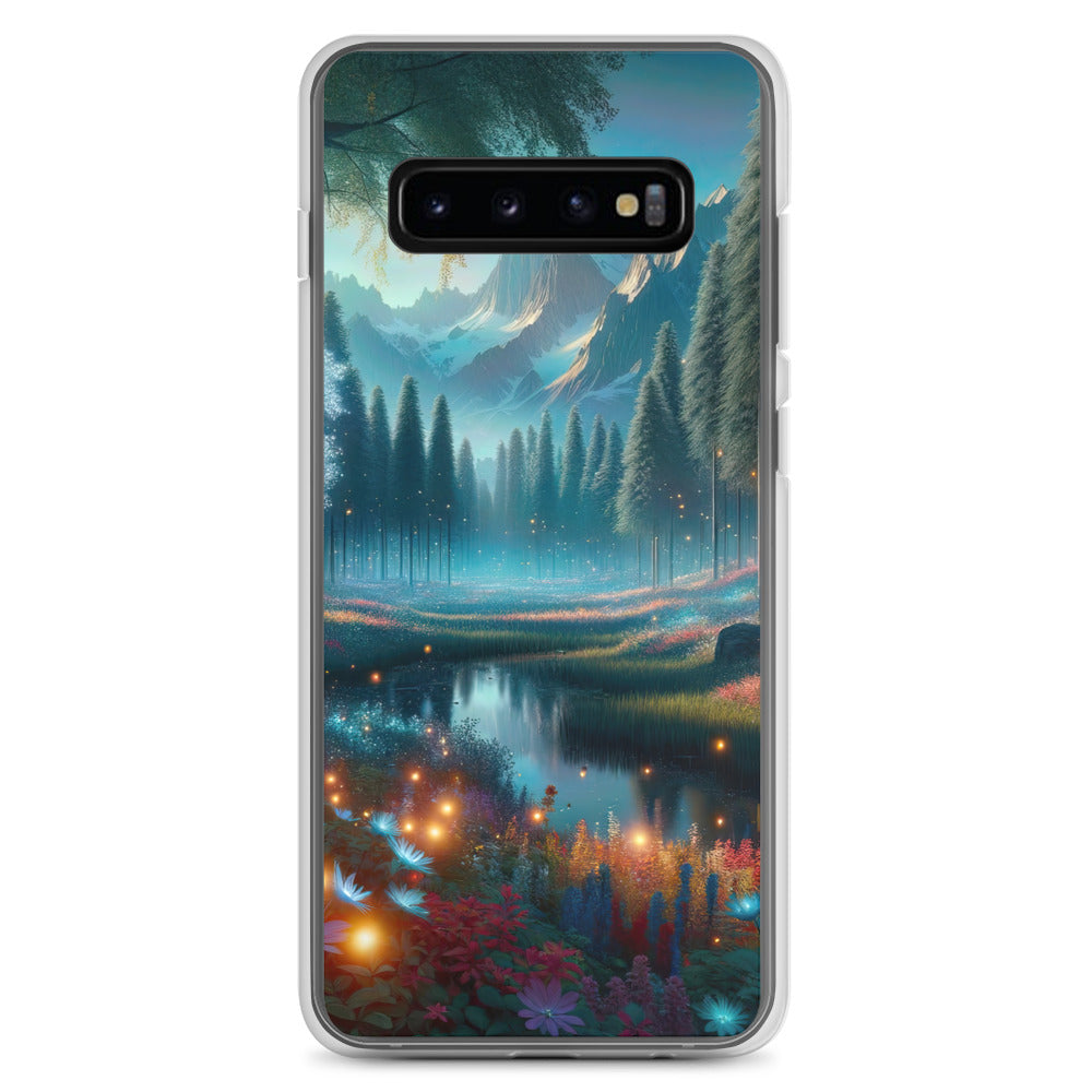 Ätherischer Alpenwald: Digitale Darstellung mit leuchtenden Bäumen und Blumen - Samsung Schutzhülle (durchsichtig) camping xxx yyy zzz Samsung Galaxy S10+