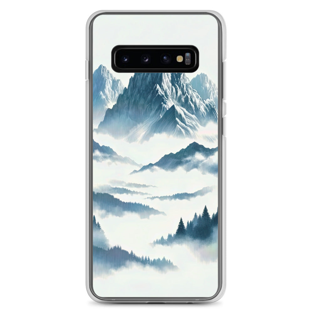 Nebeliger Alpenmorgen-Essenz, verdeckte Täler und Wälder - Samsung Schutzhülle (durchsichtig) berge xxx yyy zzz Samsung Galaxy S10+