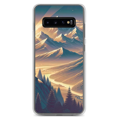 Alpen-Morgendämmerung, erste Sonnenstrahlen auf Schneegipfeln - Samsung Schutzhülle (durchsichtig) berge xxx yyy zzz Samsung Galaxy S10+