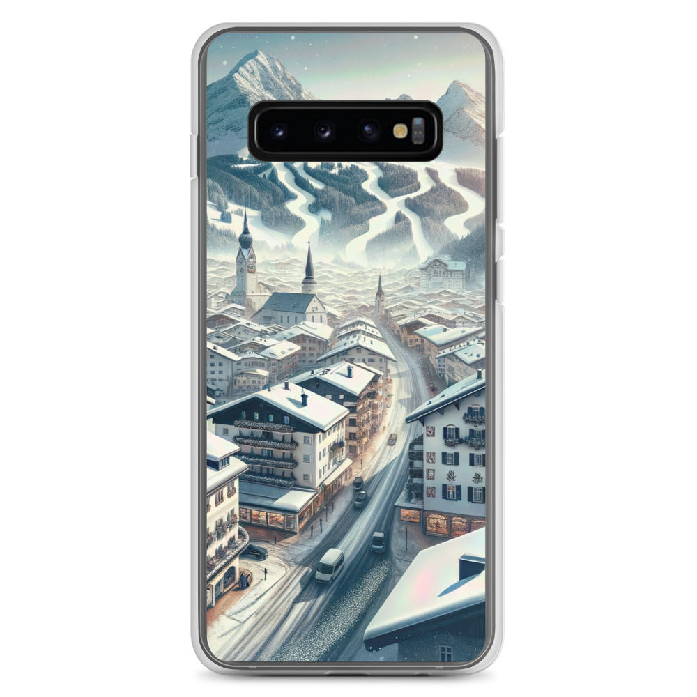 Winter in Kitzbühel: Digitale Malerei von schneebedeckten Dächern - Samsung Schutzhülle (durchsichtig) berge xxx yyy zzz Samsung Galaxy S10+